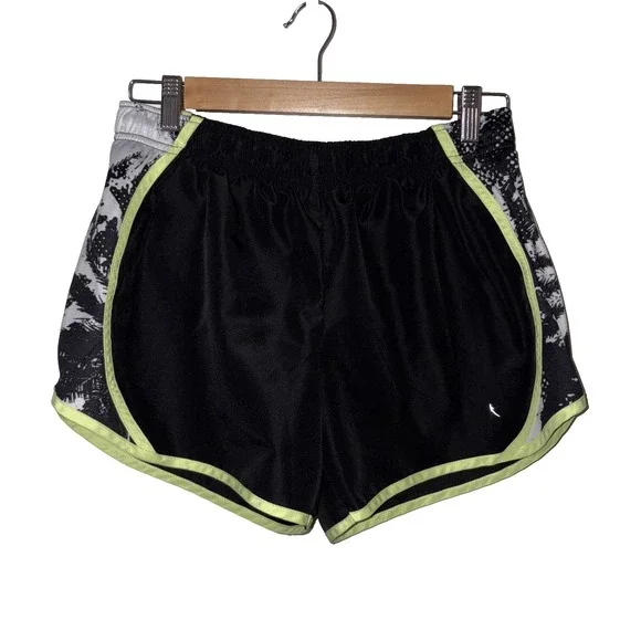 Danskin Now Running Shorts Women's Size S (4-6) Black Marble with Green Trim - Picture 1 of 6